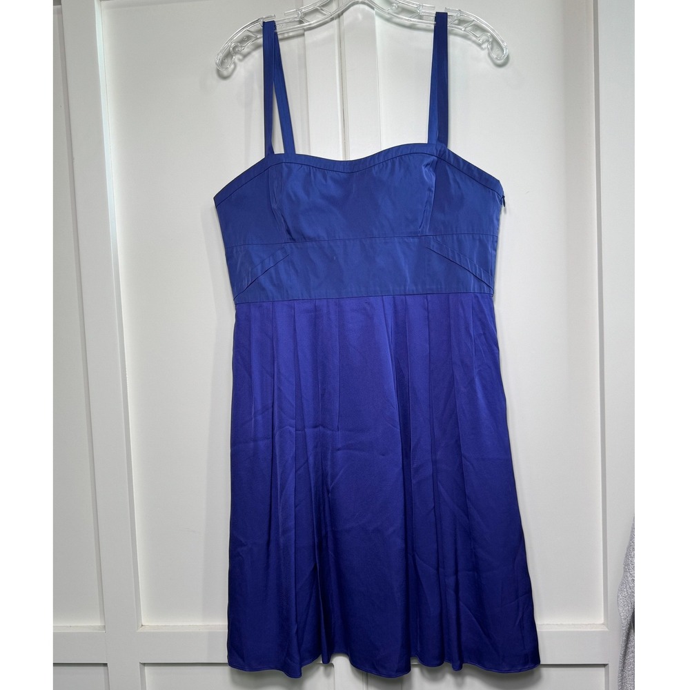 Theory Julietta Royal Blue Violet‎ Sleeveless Pleated Silk Dress Size 12
